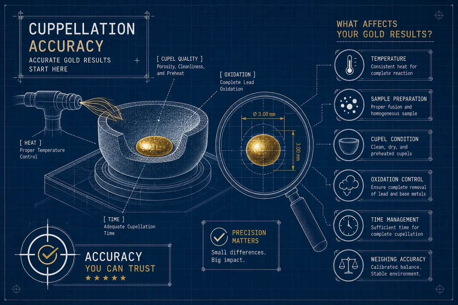 Blueprint explaining factors that affect cupellation accuracy
