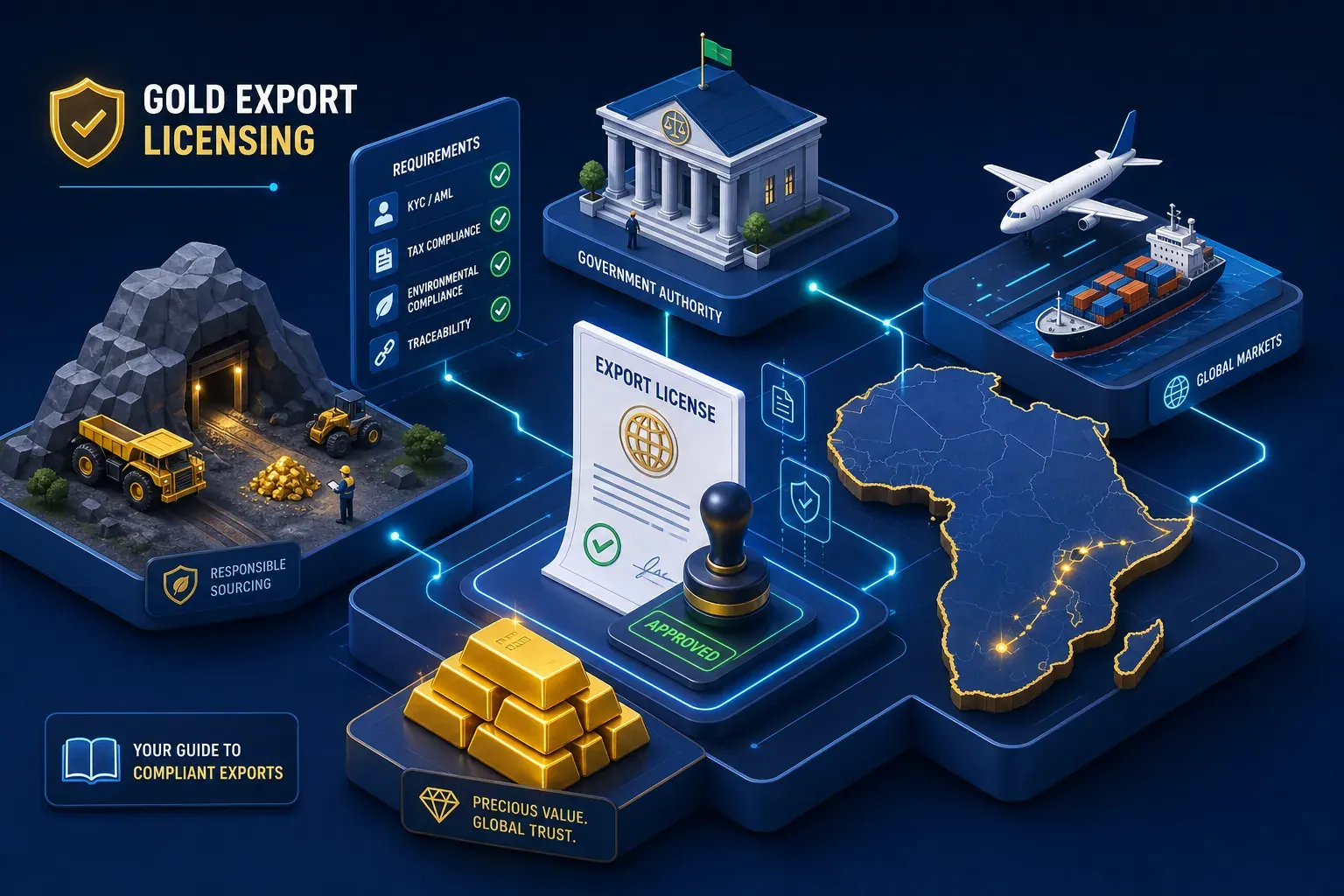 Gold export licensing process across African markets